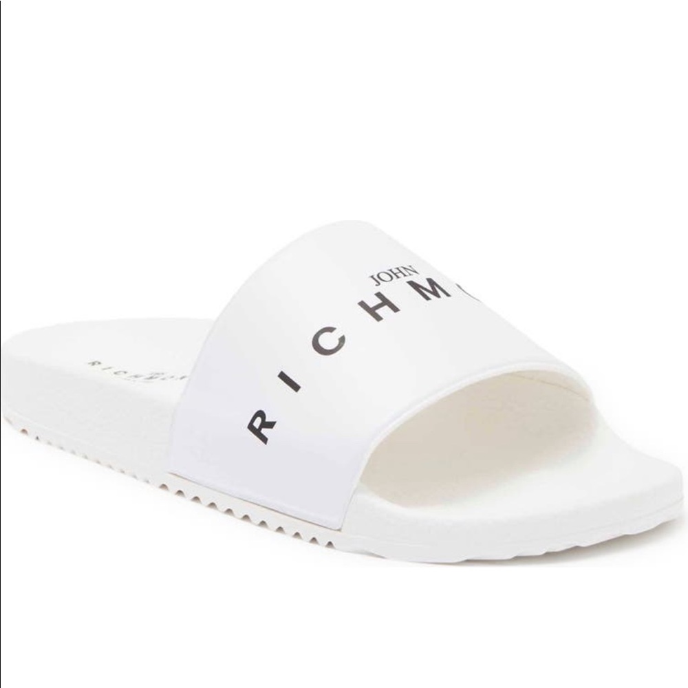 John Richmond logo leather slide sandals